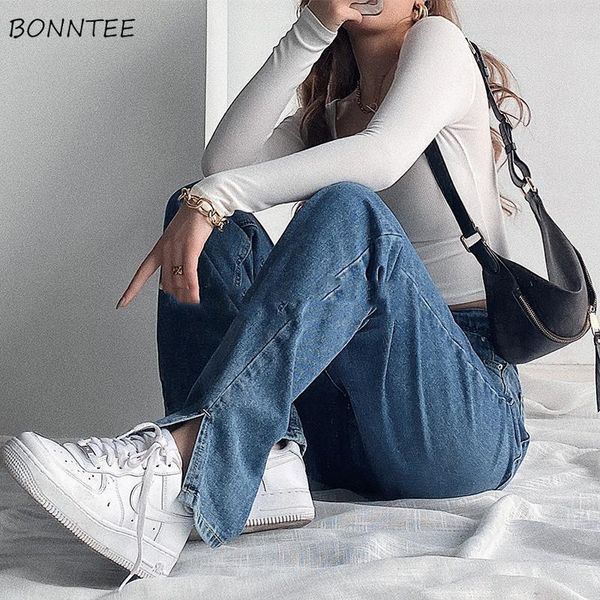 women jeans autumn full-length high waist split solid simple vintage denim leisure fashion streetwear daily lady wide-leg, Blue
women jeans autumn full-length high waist split solid simple vintage denim leisure fashion streetwear daily lady wide-leg, Blue