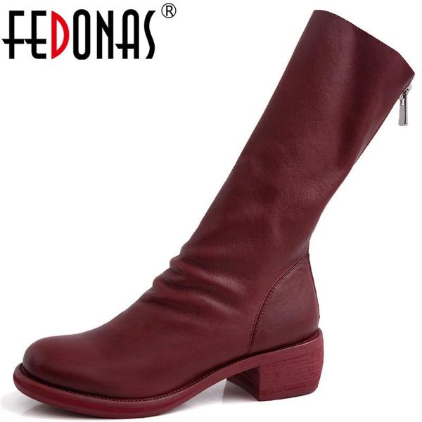 boots fedonas fashion red mid-calf for women back zipper genuine leather thick heels shoes wedding party winter, Black
boots fedonas fashion red mid-calf for women back zipper genuine leather thick heels shoes wedding party winter, Black