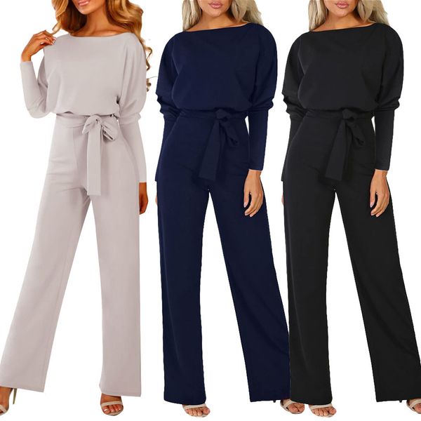 long sleeve women lace up casual 2019 autumn winter jumpsuit romper elegant office loose bodysuit black ladies overalls, Black;white
long sleeve women lace up casual 2019 autumn winter jumpsuit romper elegant office loose bodysuit black ladies overalls, Black;white
