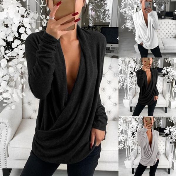 women's blouses & shirts women casual loose deep v neck long sleeve pleated wrap shirt tunic autumn warm winter blouse female blusa, White
women's blouses & shirts women casual loose deep v neck long sleeve pleated wrap shirt tunic autumn warm winter blouse female blusa, White