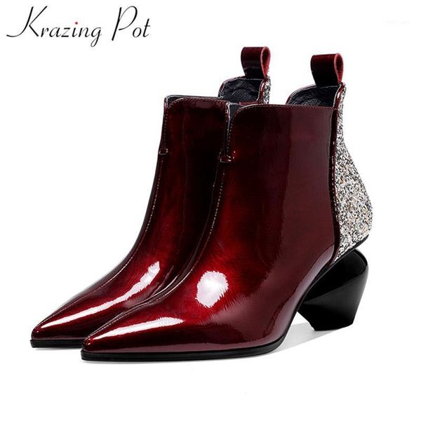 krazing pot 2020 plus size cow leather pointed toe strange style bling zipper sweet winter shoes office lady ankle boots l2f11, Black
krazing pot 2020 plus size cow leather pointed toe strange style bling zipper sweet winter shoes office lady ankle boots l2f11, Black