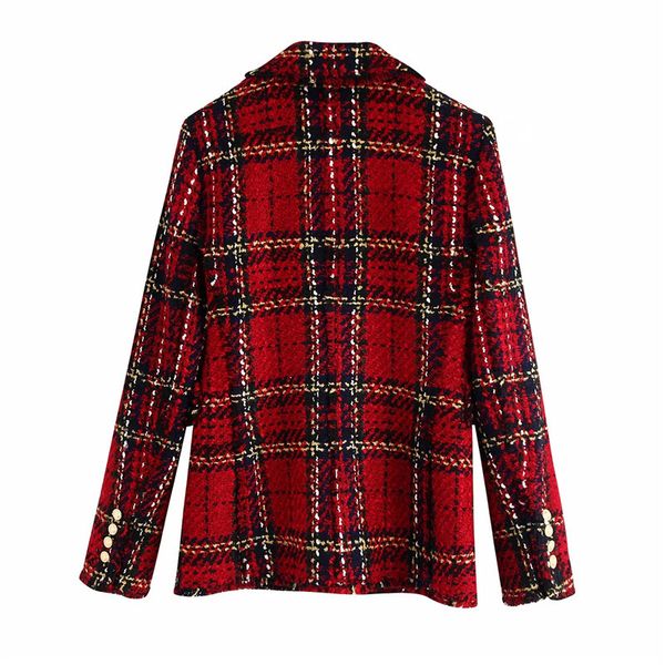 new women red double breasted plaid tweed blazer woman winter 2021 vintage long sleeve office elegant female jacket ca3d, White;black
new women red double breasted plaid tweed blazer woman winter 2021 vintage long sleeve office elegant female jacket ca3d, White;black