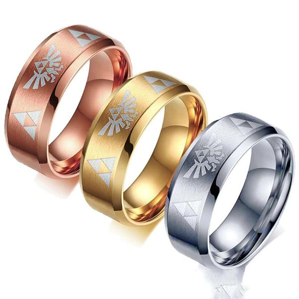 men's women's the legend of zelda triforce ring black rose gold sliver blue titanium steel bezel costume bague ring jewelry gift, Golden;silver
men's women's the legend of zelda triforce ring black rose gold sliver blue titanium steel bezel costume bague ring jewelry gift, Golden;silver