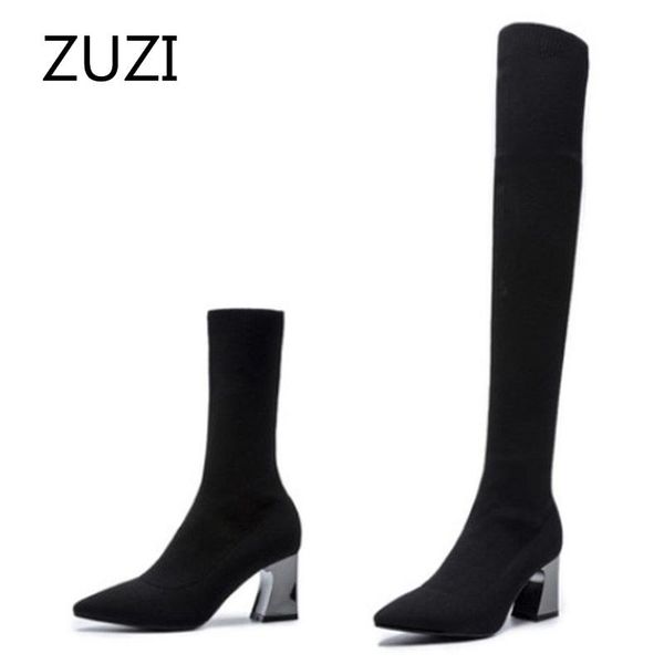 zuzi 2020 wool stretch boots women's over-the-knee thin stocking boots thick high-heeled thin socks short, Black
zuzi 2020 wool stretch boots women's over-the-knee thin stocking boots thick high-heeled thin socks short, Black