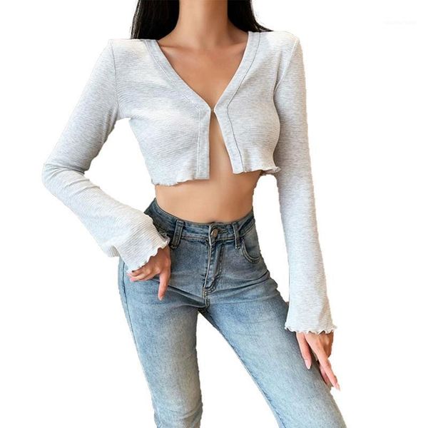women solid color cardigan autumn long sleeve v-neck short ruffle trim crop 1, White
women solid color cardigan autumn long sleeve v-neck short ruffle trim crop 1, White