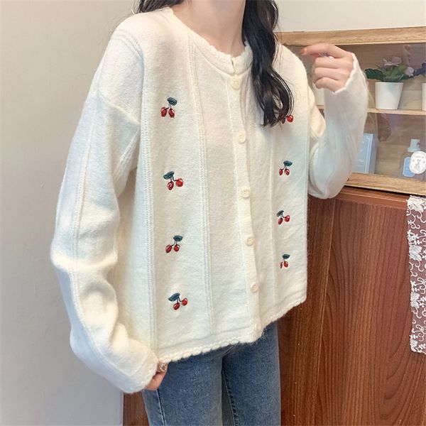 2021 Sweet Overized Cardigan New Korean Style Released Cherry Embroidered Lazy Female Blouses Beige Autumn Mesh Coat 9Q5U, White;black
2021 Sweet Overized Cardigan New Korean Style Released Cherry Embroidered Lazy Female Blouses Beige Autumn Mesh Coat 9Q5U, White;black
