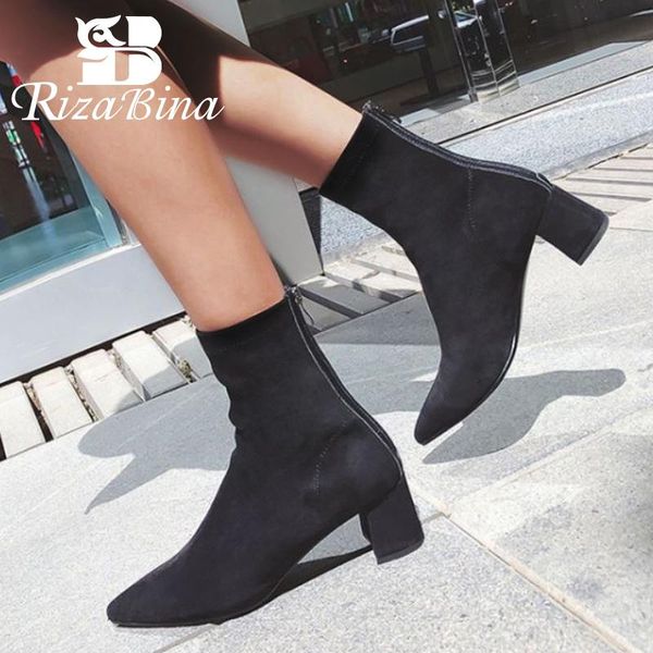 boots rizabina woman ankle real leather pointed toe thick heel winter shoes women fashion short size 34-42, Black
boots rizabina woman ankle real leather pointed toe thick heel winter shoes women fashion short size 34-42, Black