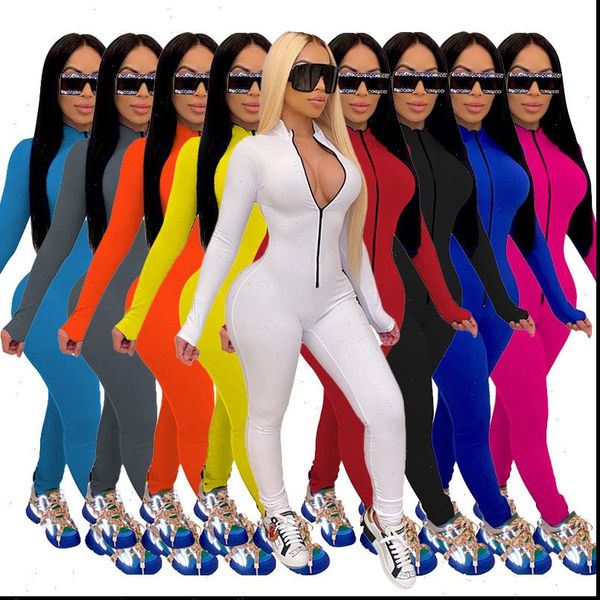 2020 new style women solid color one piece jumpsuit ladies zipper front long sleeve fitness rompers playsuits plus size bodysuit, Black;white
2020 new style women solid color one piece jumpsuit ladies zipper front long sleeve fitness rompers playsuits plus size bodysuit, Black;white