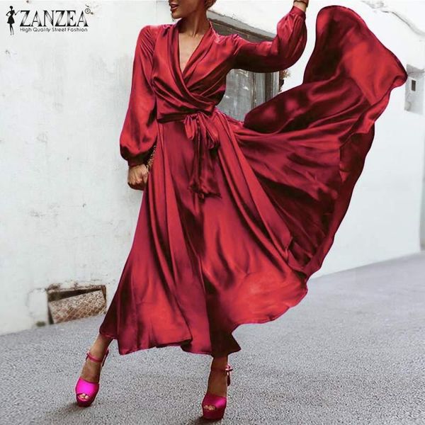 zanzea elegant women long maxi dress 2020 fashion lady puff sleeve vestidos belted v neck beach dress summer sundress solid robe, Black;gray
zanzea elegant women long maxi dress 2020 fashion lady puff sleeve vestidos belted v neck beach dress summer sundress solid robe, Black;gray