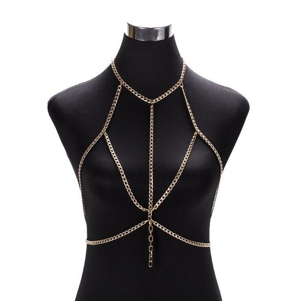 europe and the united states new design fashion simple chest chain necklace personality punk wind body chain accessories, Silver
europe and the united states new design fashion simple chest chain necklace personality punk wind body chain accessories, Silver