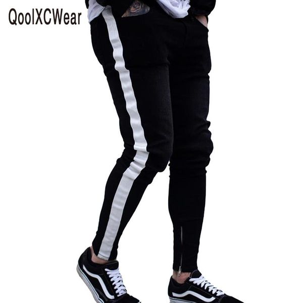 men's jeans qoolxcwear side striped skinny for men hip hop slim zipper fit brand biker style tight, Blue
men's jeans qoolxcwear side striped skinny for men hip hop slim zipper fit brand biker style tight, Blue