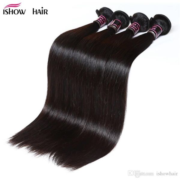 silky straight brazilian hair bundles 4pcs lot unprocessed human hair weaves peruvian virgin hair wefts wholesale, Black