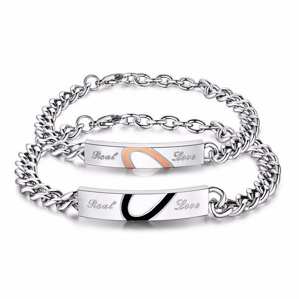 couples bracelets set stainless steel bracelet for women real love heart puzzle matching link chain bangle pulsera hombre, Black
couples bracelets set stainless steel bracelet for women real love heart puzzle matching link chain bangle pulsera hombre, Black