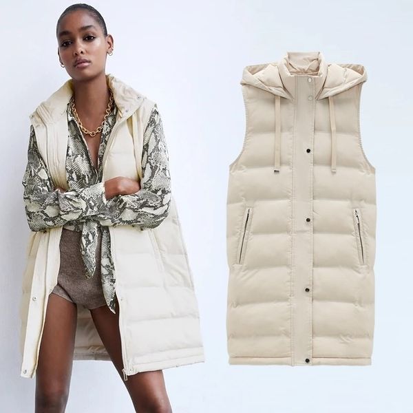 winter women za vest coats new zipper hooded down cotton jacket parkas female warm thick big pocket outwear 201102, Black;white
winter women za vest coats new zipper hooded down cotton jacket parkas female warm thick big pocket outwear 201102, Black;white