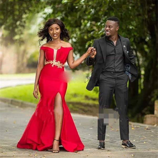 red mermaid evening dresses off shoulder side split sweep train appliques satin long formal women prom party gowns robes de soirée, Black;red
red mermaid evening dresses off shoulder side split sweep train appliques satin long formal women prom party gowns robes de soirée, Black;red