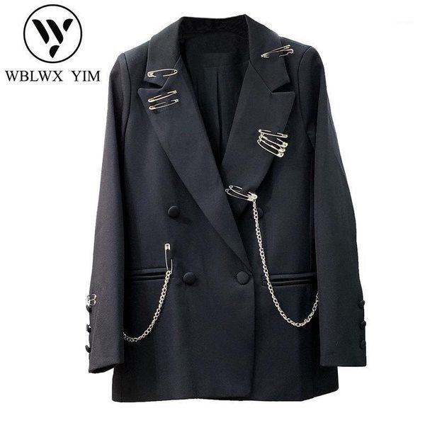 black blazer jacket women fashion iron chain decoration loose suit jacket female spring lapel double breasted blazers coat1, White;black
black blazer jacket women fashion iron chain decoration loose suit jacket female spring lapel double breasted blazers coat1, White;black