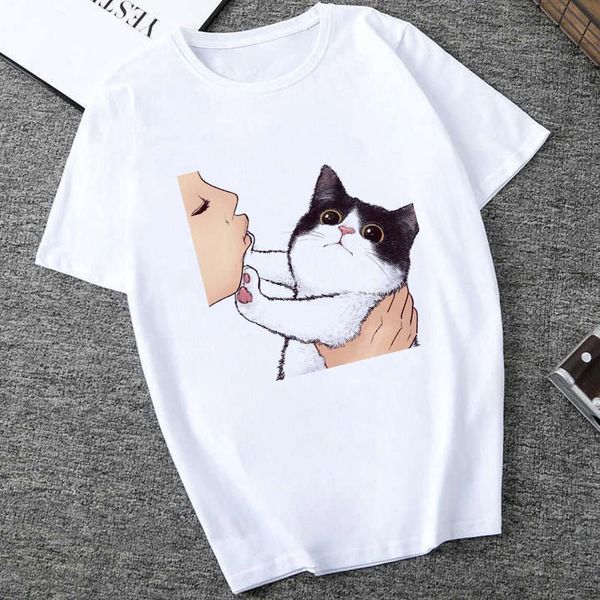 2021 new funny kawaii cat printed women t shirt harajuku tshirt korean style female fun graphic casual t-shirt clothing tee, White
2021 new funny kawaii cat printed women t shirt harajuku tshirt korean style female fun graphic casual t-shirt clothing tee, White