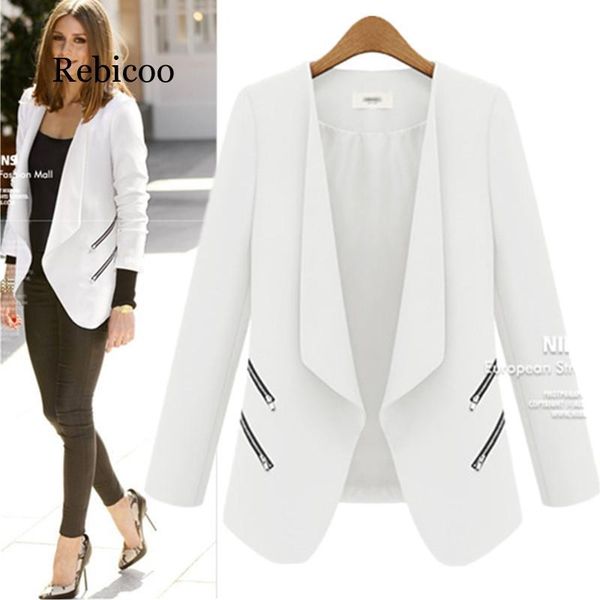 women's suits & blazers ladies blazer long personality zipper pocket jacket sleeve blaser women single button slim suit jackets for aut, White;black
women's suits & blazers ladies blazer long personality zipper pocket jacket sleeve blaser women single button slim suit jackets for aut, White;black