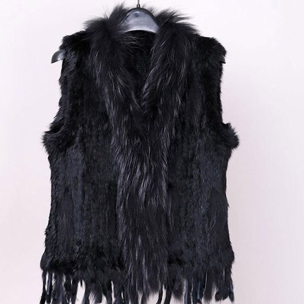 women's natural real fur vest with raccoon fur collar waistcoat/jackets rex knitted spring winter1, Black
women's natural real fur vest with raccoon fur collar waistcoat/jackets rex knitted spring winter1, Black