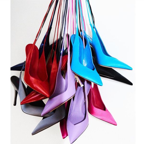 2022 spring summer womens shoe elegant high thin heel slingback mule ladies luxury designer fashion dress pump pointed toe, Black
2022 spring summer womens shoe elegant high thin heel slingback mule ladies luxury designer fashion dress pump pointed toe, Black