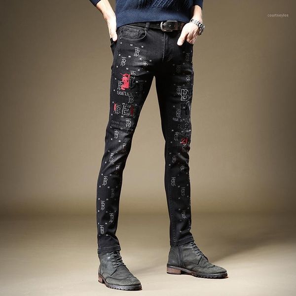 new 2020 men's male black embroidered jeans high-end brand embroidery american trend slim denim patns trousers1, Blue
new 2020 men's male black embroidered jeans high-end brand embroidery american trend slim denim patns trousers1, Blue