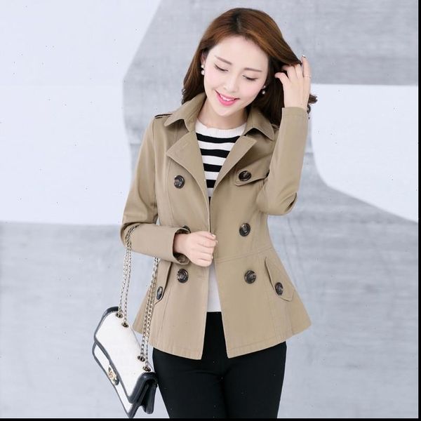 new womens trench coat autumn spring 2021 fashion casual slim cotton blends coat khaki black short outerwear female, Tan;black
new womens trench coat autumn spring 2021 fashion casual slim cotton blends coat khaki black short outerwear female, Tan;black
