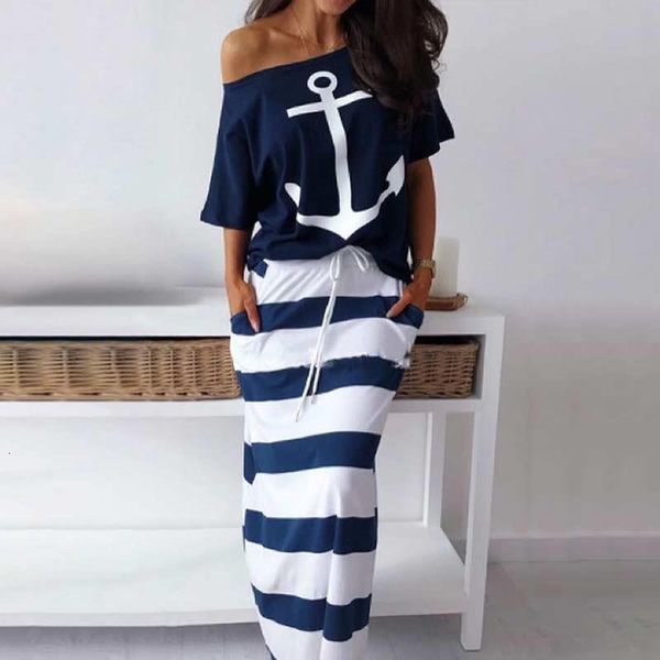 fashion striped women's skirt sets short sleeve off shoulder anchor letter print female tshirt suit ankle skirts 2020 summer set, Gray
fashion striped women's skirt sets short sleeve off shoulder anchor letter print female tshirt suit ankle skirts 2020 summer set, Gray