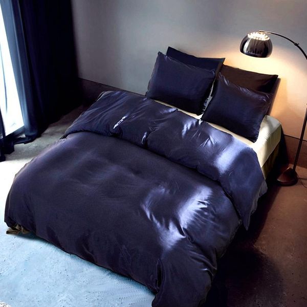 35 bedding set single king size satin duvet cover solid color set bedclothes #sw
35 bedding set single king size satin duvet cover solid color set bedclothes #sw