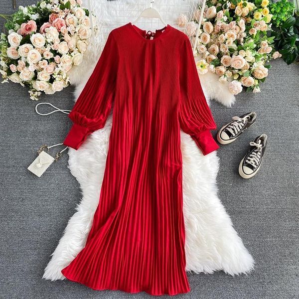 spring autumn fashion temperament long vestido female high waist pure color hedging round neck pleated dress long sleeve uk4341, Black;gray
spring autumn fashion temperament long vestido female high waist pure color hedging round neck pleated dress long sleeve uk4341, Black;gray