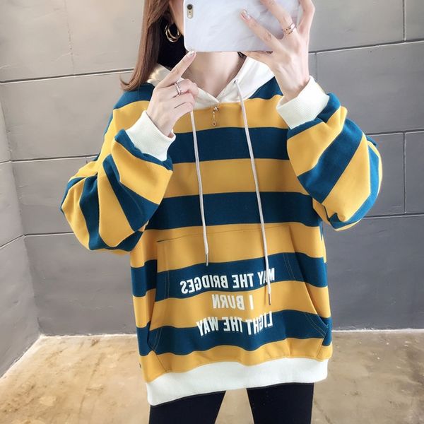 zz2l3 2020 свитер с капюшоном женщин осень shirtshirt зима корейский shirtb студент радуга полосатый свободный свитер большого размера случа, Black
zz2l3 2020 свитер с капюшоном женщин осень shirtshirt зима корейский shirtb студент радуга полосатый свободный свитер большого размера случа, Black