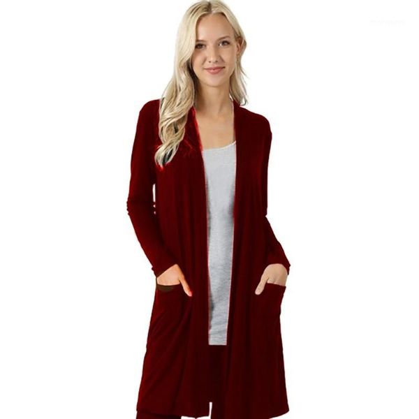 women's long simple long-sleeved cardigan fashion trend pockets decoration europe and america wild sim1, White
women's long simple long-sleeved cardigan fashion trend pockets decoration europe and america wild sim1, White