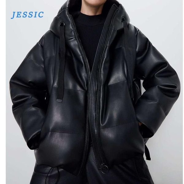 jessic pu leather cotton padded coat 2021winter jacket hooded women's parkas female jacket new fashion thick warm pu short solid, Black
jessic pu leather cotton padded coat 2021winter jacket hooded women's parkas female jacket new fashion thick warm pu short solid, Black
