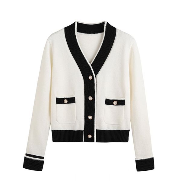 women v neck knitted cardigans sweater patchwork knit cardigan 2022 long sleeve fashion spring autumn oversized jumper j352, White;black
women v neck knitted cardigans sweater patchwork knit cardigan 2022 long sleeve fashion spring autumn oversized jumper j352, White;black
