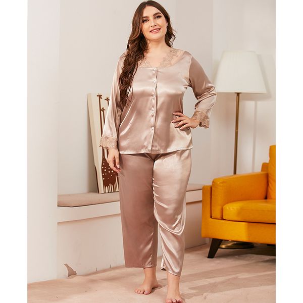 2021 new plus size sleepwear pajamas set for women satin silky nightwear shirt&pants casual nightgown intimate lingerie homewear, Black;red
2021 new plus size sleepwear pajamas set for women satin silky nightwear shirt&pants casual nightgown intimate lingerie homewear, Black;red