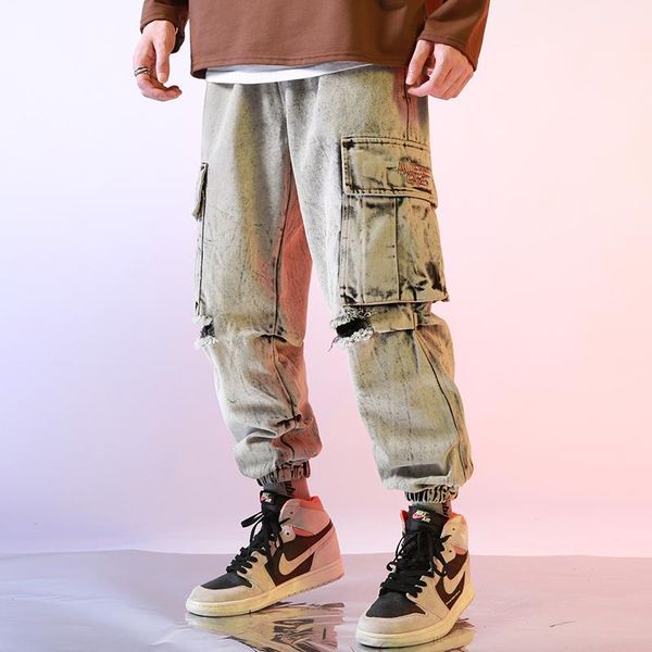 mens hip hop washed jogger jeans vintage ripped denim cargo pants harajuku streetwear 2020 autumn side pockets casual trousers, Blue
mens hip hop washed jogger jeans vintage ripped denim cargo pants harajuku streetwear 2020 autumn side pockets casual trousers, Blue