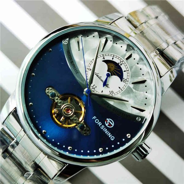 forsining blue automatic watch for men male moon phase stainless steel casual mechanical watches wristwatch relogio masculino, Slivery;brown
forsining blue automatic watch for men male moon phase stainless steel casual mechanical watches wristwatch relogio masculino, Slivery;brown