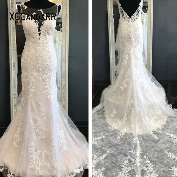 full lace mermaid wedding dress 2021 bridal gown scoop sleeveless illusion lace train applique backless bride dress plus size, White
full lace mermaid wedding dress 2021 bridal gown scoop sleeveless illusion lace train applique backless bride dress plus size, White