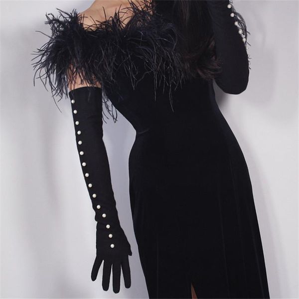 five fingers gloves 60cm cashmere long section wool black elastic vintage vestido de noche female white pearl decoration wyr01, Blue;gray
five fingers gloves 60cm cashmere long section wool black elastic vintage vestido de noche female white pearl decoration wyr01, Blue;gray