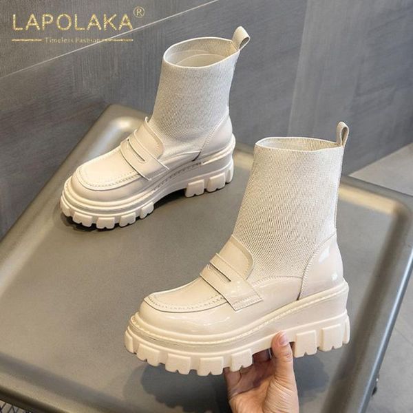 lapolaka 2020 new arrivals patent leather luxury booties women shoes elastic band platform trendy ins motorcycle neutral boots, Black
lapolaka 2020 new arrivals patent leather luxury booties women shoes elastic band platform trendy ins motorcycle neutral boots, Black