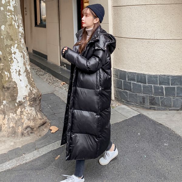 2021 hooded black glossy down padded jackets winter long loose thicken korean style womens coats straight zipper stand clothing
2021 hooded black glossy down padded jackets winter long loose thicken korean style womens coats straight zipper stand clothing