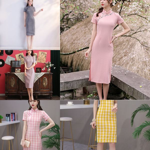 2020 young girls fashion cotton linen dress plaid medium dress cotton and linen cheongsam length cheongsam new improved version yehcb, Black;gray
2020 young girls fashion cotton linen dress plaid medium dress cotton and linen cheongsam length cheongsam new improved version yehcb, Black;gray