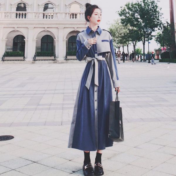 french bellflower long sleeve shirt dress female spring and autumn new splicing color temperament waist thin velvet dress1, Black;gray
french bellflower long sleeve shirt dress female spring and autumn new splicing color temperament waist thin velvet dress1, Black;gray