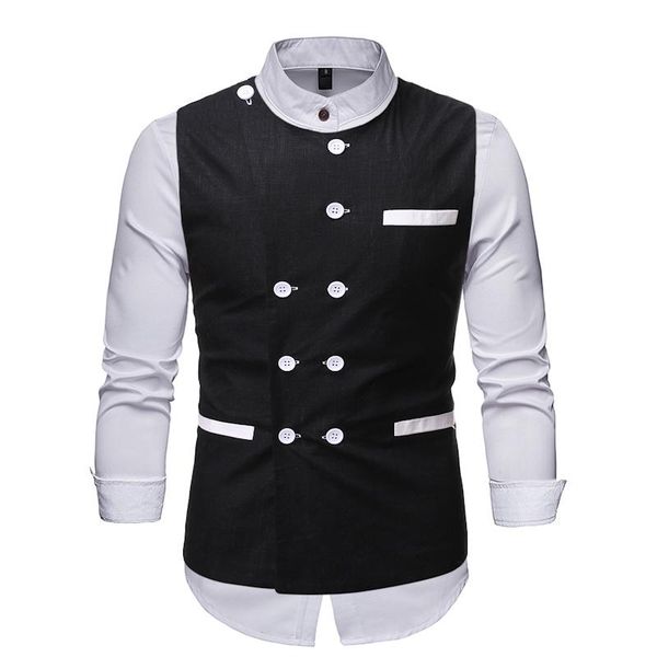black двойной брестед костюм жилет мужчины моды crew neck sleevless slim fit жилеты wasitcoat mens casual формальное бизнес gilet homme, Black;white
black двойной брестед костюм жилет мужчины моды crew neck sleevless slim fit жилеты wasitcoat mens casual формальное бизнес gilet homme, Black;white