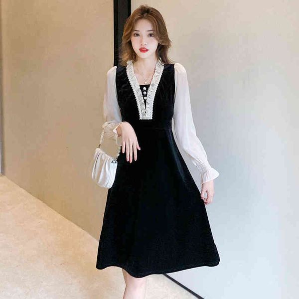woman casual dresses autumn and winter veet stitched mid length temperament dresses, Black;gray
woman casual dresses autumn and winter veet stitched mid length temperament dresses, Black;gray