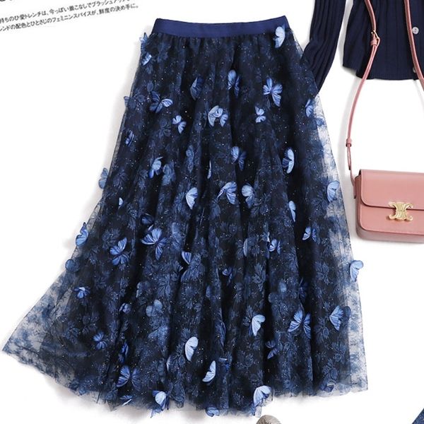 2021 new 3d butterfly women chiffon skirts embroidery floweral mesh pleated 3 layers long tulle tutu skirt jupe longue gd1k, Black
2021 new 3d butterfly women chiffon skirts embroidery floweral mesh pleated 3 layers long tulle tutu skirt jupe longue gd1k, Black