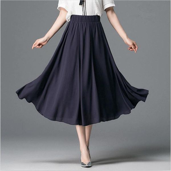 women elegant elastic high waist chiffon skirt casual loose solid long skirts 7color 2020 summer vestido large size 6xl 7xl, Black
women elegant elastic high waist chiffon skirt casual loose solid long skirts 7color 2020 summer vestido large size 6xl 7xl, Black