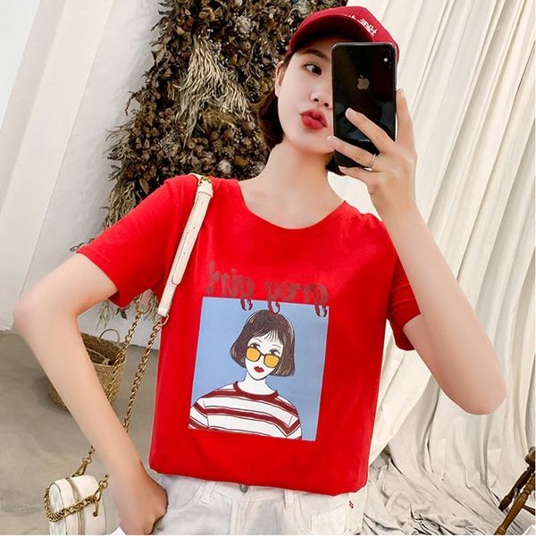 female t-shirt round collar summer cartoon print loose half sleeve plus size casual simple wild fashion yellow black t shirt x1, White
female t-shirt round collar summer cartoon print loose half sleeve plus size casual simple wild fashion yellow black t shirt x1, White