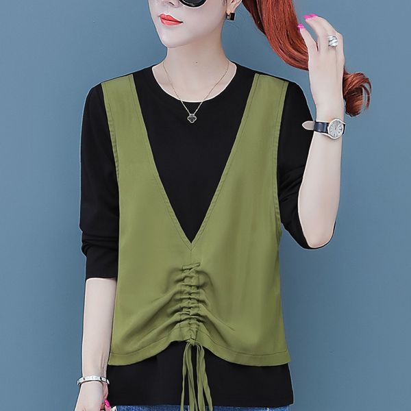 design sense t- t-shirt clothes clothesbottoming shirt women's 20 years new early autumn fashion trend fake two pieces of clothes to co, White
design sense t- t-shirt clothes clothesbottoming shirt women's 20 years new early autumn fashion trend fake two pieces of clothes to co, White