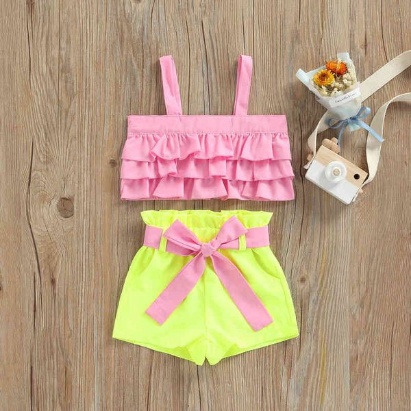 girls two pieces clothes outfit wide strap sleeveless ruffle solid color tie-up bowknot short pants children's sets g220217, White
girls two pieces clothes outfit wide strap sleeveless ruffle solid color tie-up bowknot short pants children's sets g220217, White