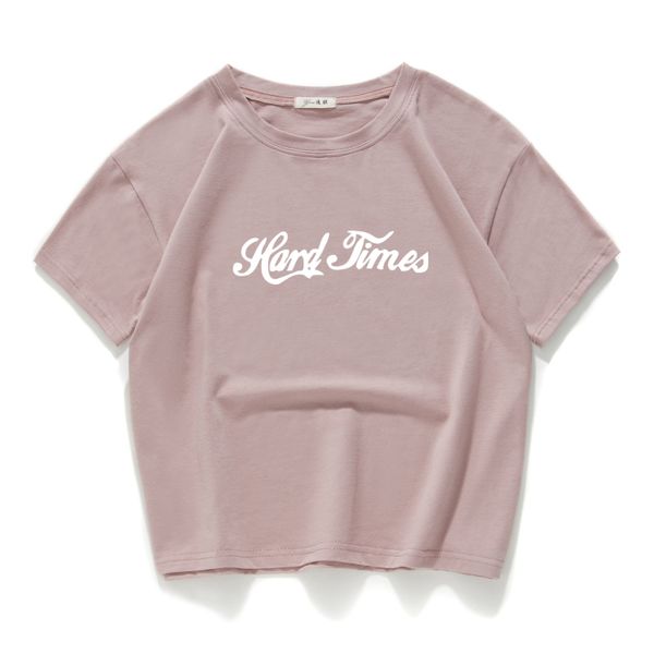 sport women t shirt summer casual short sleeves 100% cotton breathable tee shirt hard time printed female tshirt